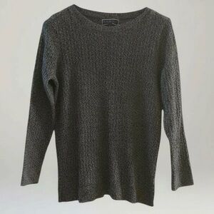 Karen Scott Womens XL Knit Sweater Winter White Black Cotton